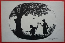 SILHOUETTE POSTCARD , MARTHA EBELING - FRUHLINGSBLUMEN - Silhouette - Scissor-type