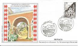 Enveloppe 1° Jour  Monaco Centenaire De La Paroisse De Sainte Dévote 23 Avril 1987 - Brieven En Documenten