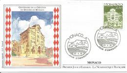 Enveloppe 1° Jour  Monaco Centenaire Du Diocèse 23 Avril 1987 - Cartas & Documentos