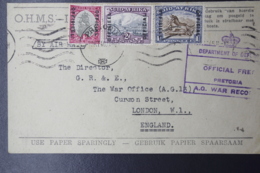 South Africa: OHMS Cover Ministry Of Defence Pretoria To London Mixed Franking , By Air Mail 1946 - Storia Postale