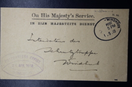 South West Africa: Cover Windhoek O.H.M.S Local 1-5-1918 - Africa Del Sud-Ovest (1923-1990)