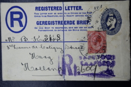 South Africa: Registered Cover Kaapstad  11-1-1924  HG 5 Uprated - Lettres & Documents