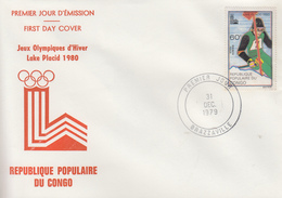 Enveloppe  FDC  1er  Jour   CONGO    Jeux   Olympiques   LAKE  PLACID    1980 - FDC