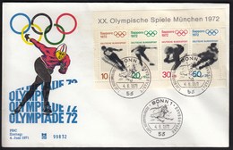 Germany Bonn 1971 / Olympic Games Sapporo / Ski Jumping, Figure Skating, Alpine Skiing, Ice Hockey / FDC - Winter 1972: Sapporo