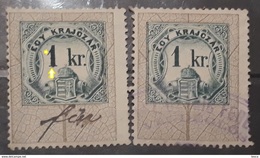 ERROR REVENUE STAMPS 1903 Austro -  Hungary  1903 Revenue Stamps ,fiscaux , 1kr, Crown,  With Error At 1kr, Used - Autres & Non Classés