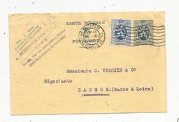 Entier Postal , Belgique, Carte Postale, MONS 2, BERGEN, 1931 , 2 Scans, Houcourt Père & Fils,vins,+ 1 Timbre - Postkarten 1909-1934