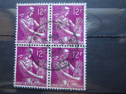 VEND BEAUX TIMBRES DE FRANCE N° 1116 EN BLOC DE 4 , OBLITERATION " PARIS - RUE LAPEROUSE " !!! - 1957-1959 Moissonneuse