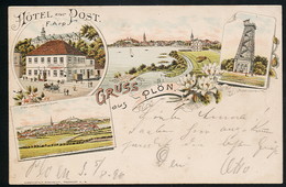 AK/CP Litho  Plön  Hotel Zur Post    Gel/circ. 1896   Erhaltung/Cond. 2  Nr. 00733 - Ploen