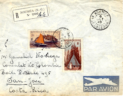 1949- Enveloppe RECC. Par Avion De Nouséa Pour Le Costa-Rica  Affr. à 16 F - Cartas & Documentos