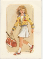 VIVES ( Illustrateur )  -   ** JEUNE TENNISWOMAN **   -   Editée Par RUST CRAFT - Kleding, Souvenirs & Andere