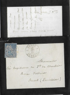 1891 - SENEGAL - NAVAL - ALPHEE Sur LETTRE De DAKAR TARIF 15c CORRESPONDANCE D'ARMEE => BREST - Alphee Dubois