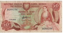 CYPRUS   50 Cents      P49      1.10.1983 - Chypre