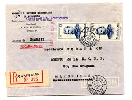 Madagascar, Lettre Recommandée De SAMBAVA Pour Marseille, 1953 (TAD Tananarive R.P. Au Dos) - (C1030) - Briefe U. Dokumente