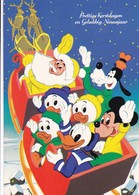 WALT DISNEY  Mickey Mouse Kwik Kwek & Kwak Goofy Santa Claus  Old Postcard 1986 - Disneyland