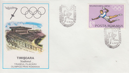 Enveloppe     ROUMANIE    Parcours  Flamme  Olympique   TIMISOARA   Jeux  Olympiques  MUNICH   1972 - Summer 1972: Munich