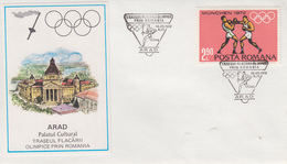 Enveloppe     ROUMANIE    Parcours  Flamme  Olympique   ARAD   Jeux  Olympiques  MUNICH   1972 - Summer 1972: Munich