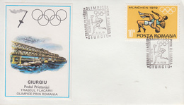 Enveloppe     ROUMANIE    Parcours  Flamme  Olympique   GIURGIU   Jeux  Olympiques  MUNICH   1972 - Summer 1972: Munich