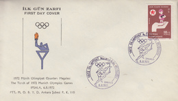 Enveloppe     TURQUIE    Parcours  Flamme  Olympique   IPSALA   Jeux  Olympiques  MUNICH   1972 - Summer 1972: Munich