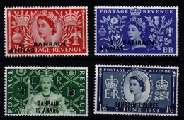 Ref 1283 - GB QEII Stamps - British Overprints In Bahrain 1953 Coronation MNH SG 90-93 - Bahrein (...-1965)