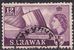 Sarawak 1955 - 59 QE2 12 Ct Plum Barong Panau SG 194 ( R1097 ) - Sarawak (...-1963)