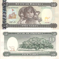 Eritrea P2, 5 Nafka, 1997, Fighters Raising Flag / Jacaranda Tree UNC See UV - Eritrea