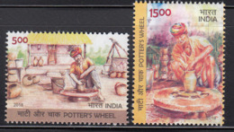 India MNH 2018, Set Of 2, Potter's Wheel, Pottery, Water Well, Art, Painting, - Unused Stamps