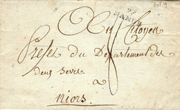 An 9 - Letter From 97 / NAMUR ( La Sambre Et Meuse ) 23 X 10 Mm Noir Taxe 8 D Pour Niort ( Deux Sèvres ) - 1794-1814 (Französische Besatzung)