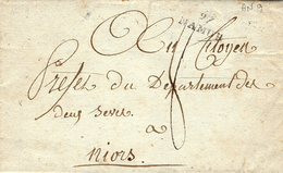 An 9 - Letter From 97 / NAMUR ( La Sambre Et Meuse ) 23 X 10 Mm Noir Taxe 8 D Pour Niort ( Deux Sèvres ) - 1794-1814 (French Period)