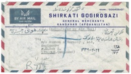 Ref 1284 - Registered Airmail Advertising Cover - Afghanistan To Lincoln UK - Afghanistan