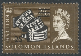 British Solomon Islands. 1966-67 New Currency Surcharges. 25c On 2/6 Used. Sideways Block CA W/M SG 148B - Iles Salomon (...-1978)