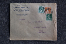 Timbre Sur Lettre Publicitaire - MARSEILLE, Etablissement :" LA PHENIX INDUSTRIELLE" - 1900 – 1949