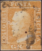 Sicilia - 062 - 1859 – ½ Gr. Arancio N. 1. Cat. € 1750,00. Cert. Biondi. SPL - Sicily