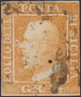 Sicilia - 062 - 1859 – ½ Gr. Arancio N. 1. Cat. € 1750,00. Cert. Biondi. SPL - Sicilia