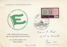 #6 XVI Kongress Der Europa-union Baden Baden 21/11/66, 21/11/1966 European Movement UE - Covers & Documents
