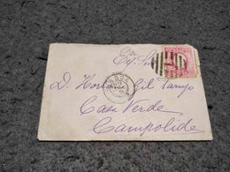 RARE ANTIQUE PORTUGAL CIRCULATED COVER  LISBOA NOMINAL CANCEL 1 - " 3º EXPEDIÇÃO" 1876 - Covers & Documents