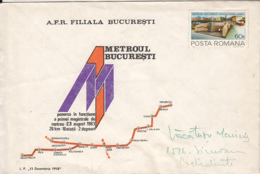 BUCHAREST SUBWAY ANNIVERSARY, MAP, SPECIAL COVER, 1983, ROMANIA - Cartas & Documentos