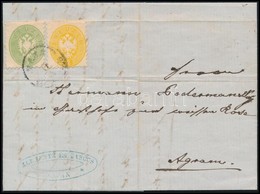 1866 2kr + 3kr  Színes Bérmentesítés Levélen ,,BAJA' - 'ESSEGG' - Agram - Other & Unclassified