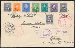1937 8 Db Arcképes Bélyeg Ausztráliába Küldött Levélen 'BUDAPEST' - Sydney R! - Other & Unclassified