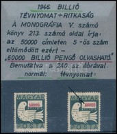 (*) 1946 Billiós 50.000 Billió P Az '5-ös' Szám Eltömődött és 6-osnak Látszik Tévnyomat + Támpéldány - Other & Unclassified