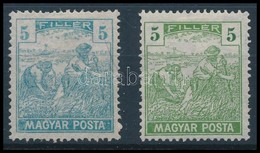 * 1919 Magyar Posta 5f Zöld Helyett Kék Színben + Támpéldány - Other & Unclassified