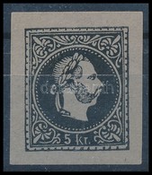 1867 5kr Fekete Színű Próbanyomat Kékes Papíron - Andere & Zonder Classificatie