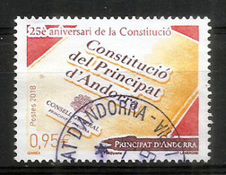 Constitucio Del Principat D'Andorra, Un Timbre Oblitéré Année 2018 - Usados