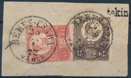 1871 Réznyomat 5kr + 15kr Kivágáson 'BÉKES-CSABA VÁROS' - Other & Unclassified