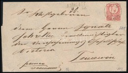 1872 Réznyomat 5kr + A Hátoldalon Kettétépett 10kr Ajánlott Levélen ,,JAM' - Temesvár - Other & Unclassified