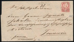 1872 Réznyomat 5kr + A Hátoldalon Kettétépett 10kr Ajánlott Levélen ,,JAM' - Temesvár - Andere & Zonder Classificatie