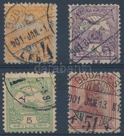 O 1900 Turul 3f, 4f, 5f, 1 K 11 1/2 Fogazás (1 K Elvékonyodás / Thin Paper) (17.500) - Other & Unclassified