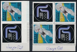 ** 1975 Postagalamb-olimpia ívszéli Vágott Szelvényes Bélyeg + ívszéli Fogazott Szelvényes Pár, Az ívszéleken A Tervező  - Other & Unclassified