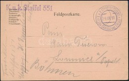 1918 Tábori Posta Levelezőlap / Field Postcard 'K.u.k. Staffel 551' + 'EP SAN DANIELE Del FRIULI A' - Other & Unclassified