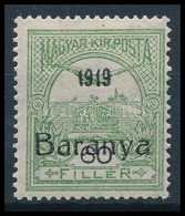 * Baranya 1919 Turul 60f Próbanyomat Fekete Felülnyomással, Antikva Számmal, Miertl Garanciabélyegzéssel (összesen 60 Db - Other & Unclassified