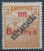 ** Baranya I. 1919 Arató/Köztársaság 20f Vörös Felülnyomással Próbanyomat, Garancia Nélkül (**30.000) - Other & Unclassified